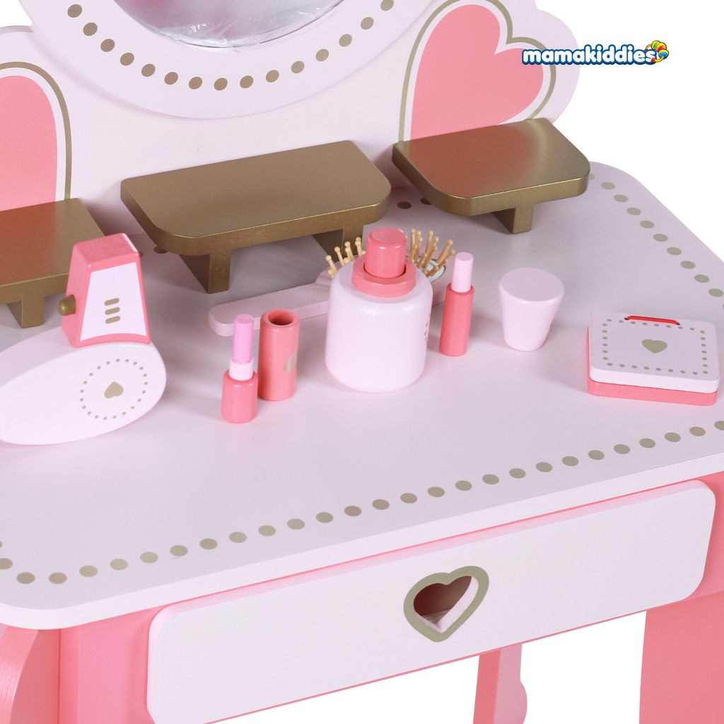 MAMAKIDDIES WOODEN TOY DRESSING TABLE SET AND CHAIR SET (W08H102) The