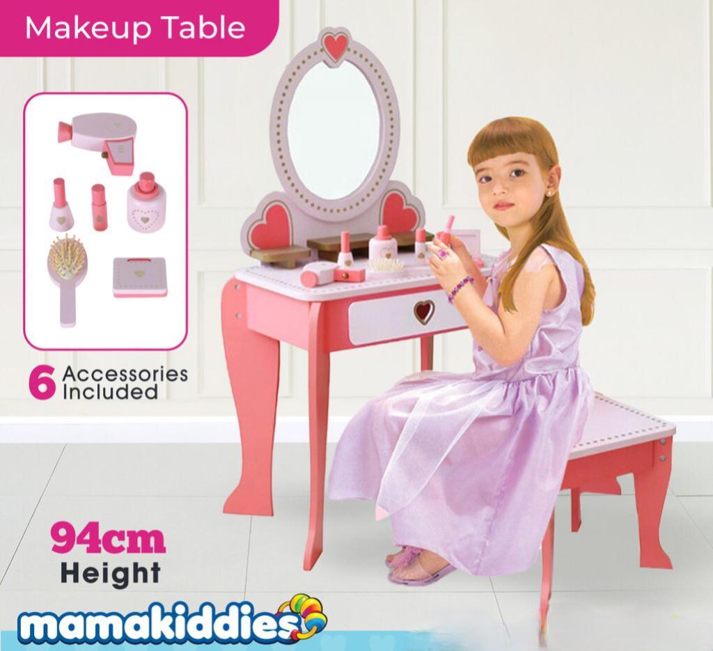 MAMAKIDDIES WOODEN TOY DRESSING TABLE SET AND CHAIR SET (W08H102) The